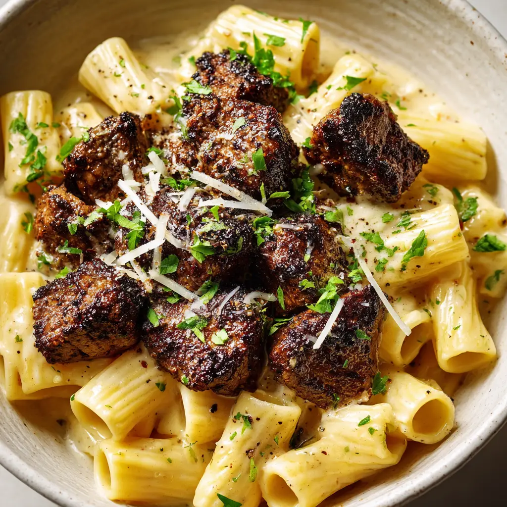 Cajun Steak Pasta with Parmesan Cream Sauce