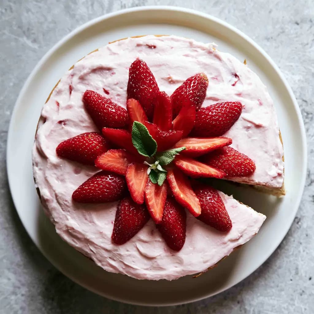 Strawberry Cake With Concentrated Berry Flavor and Creamy Frosting