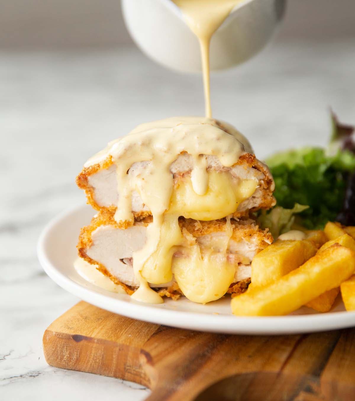 Baked Chicken Cordon Bleu with Mustard Cream Sauce