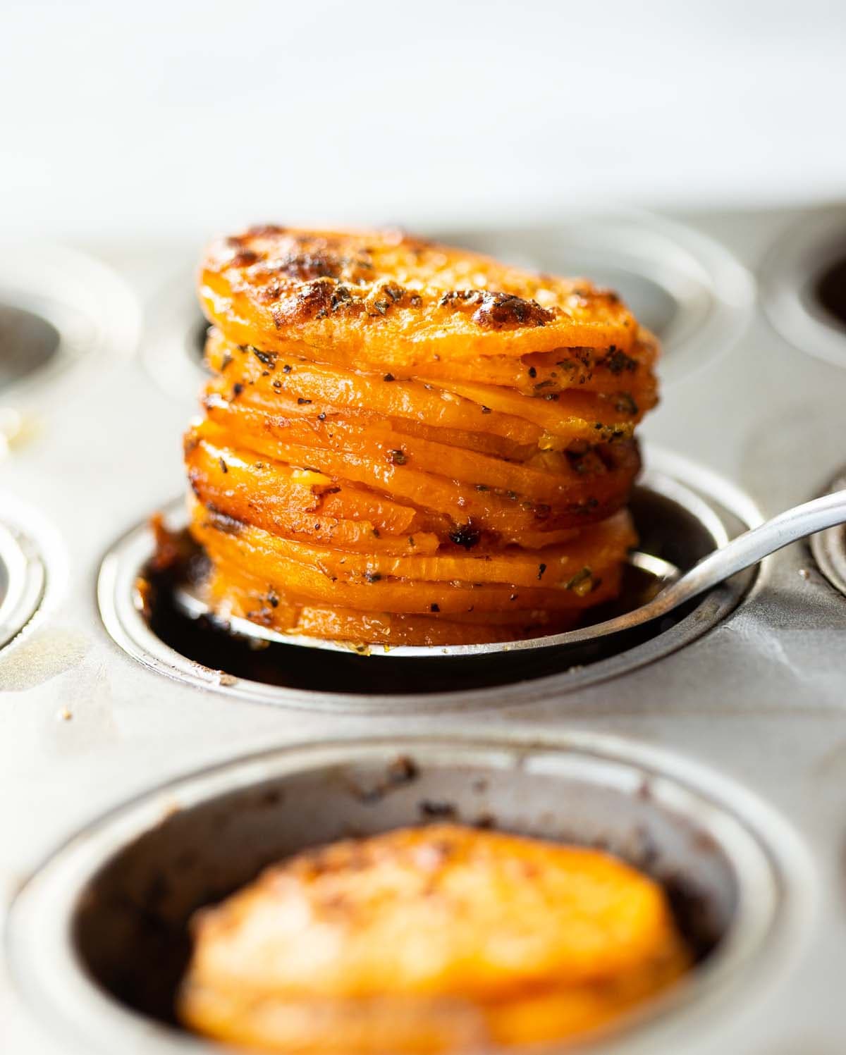 Garlic Butter Sweet Potato Stacks with Parmesan and Rosemary