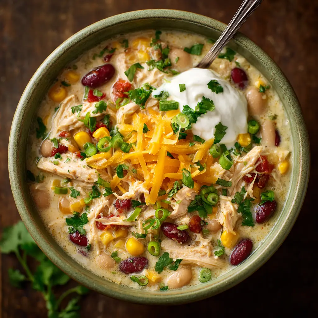 Crockpot Cream Cheese Chicken Chili with Green Chiles
