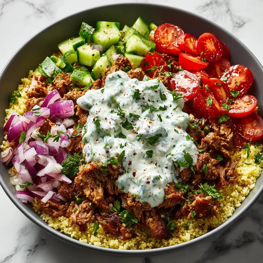 Ground Turkey Gyro Bowls with Couscous and Tzatziki