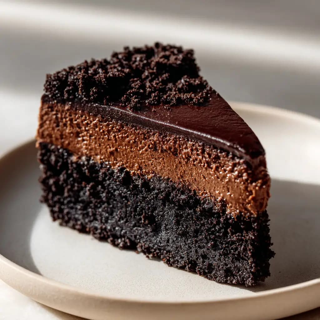 Chocolate Custard Cake with Dark Cookie Crust