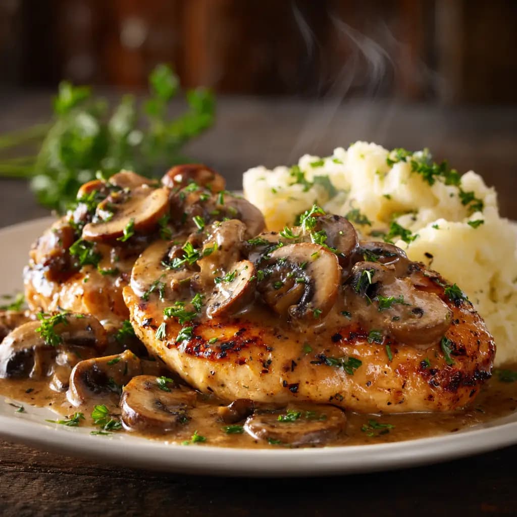 Texas Roadhouse Smothered Chicken with Mushrooms and Monterey Jack