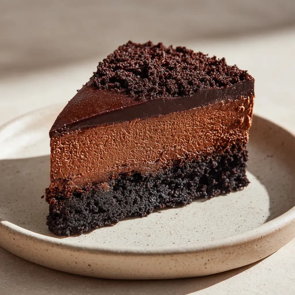 Chocolate Custard Cake with Dark Cookie Crust