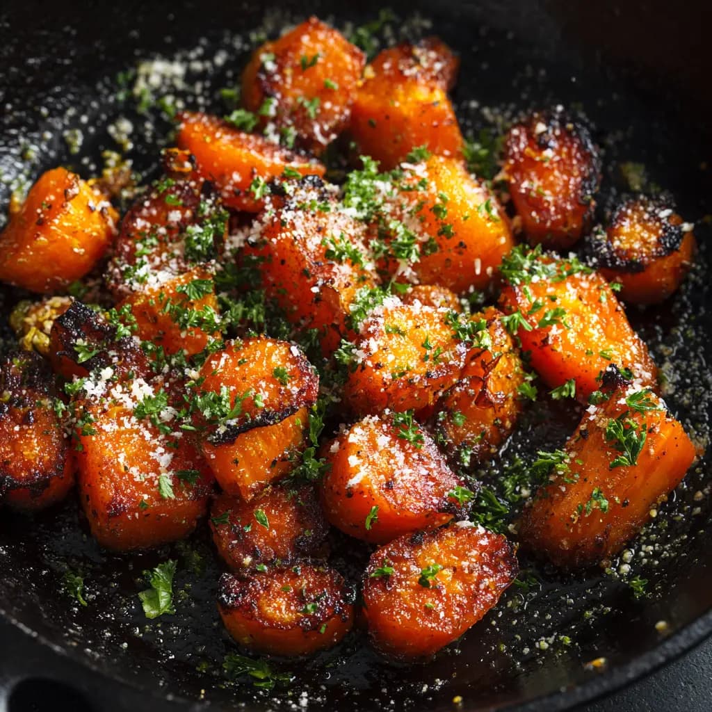 Parmesan Garlic Roasted Carrots with Crispy Parmesan