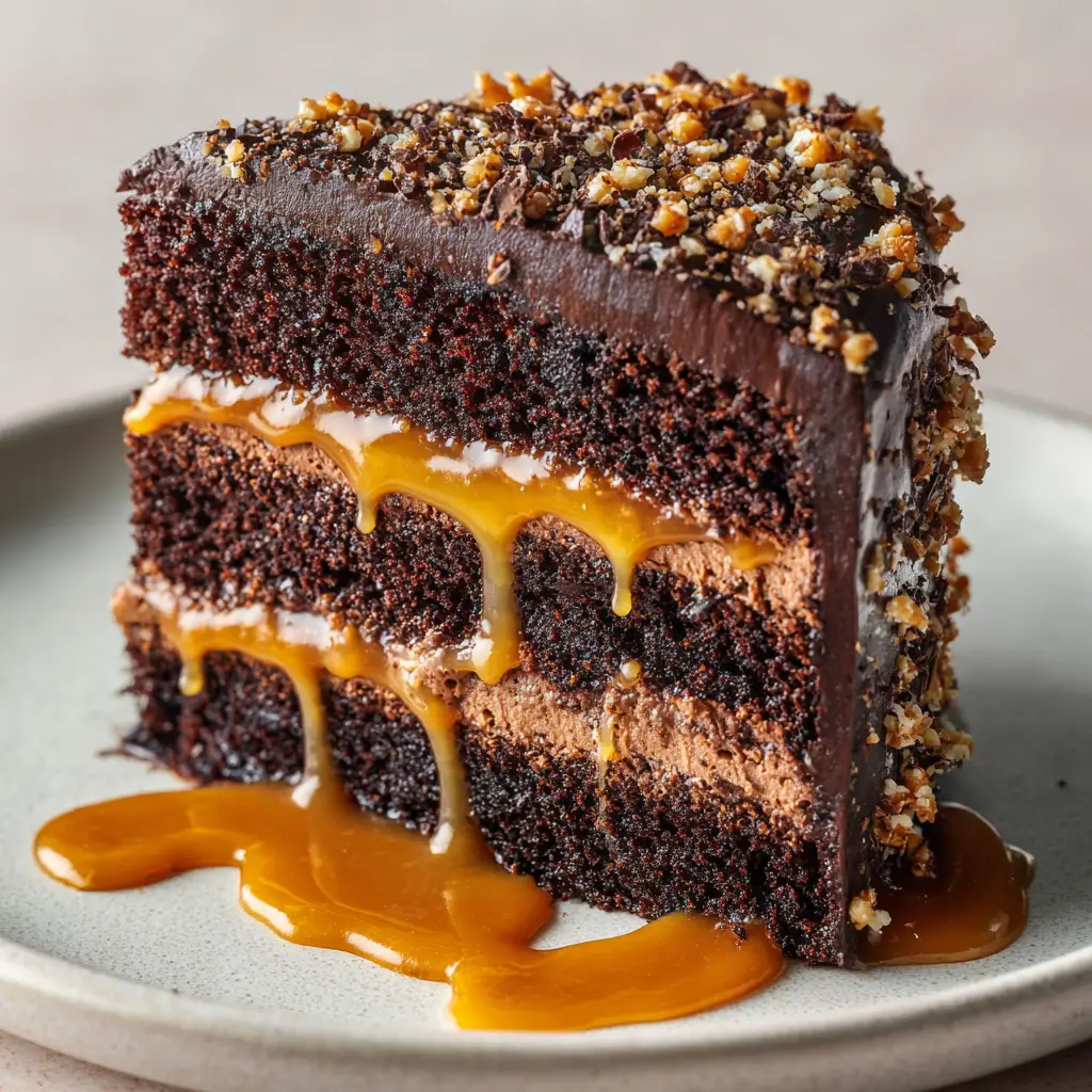 Chocolate Caramel Toffee Crunch Cake with Dark Chocolate Buttercream