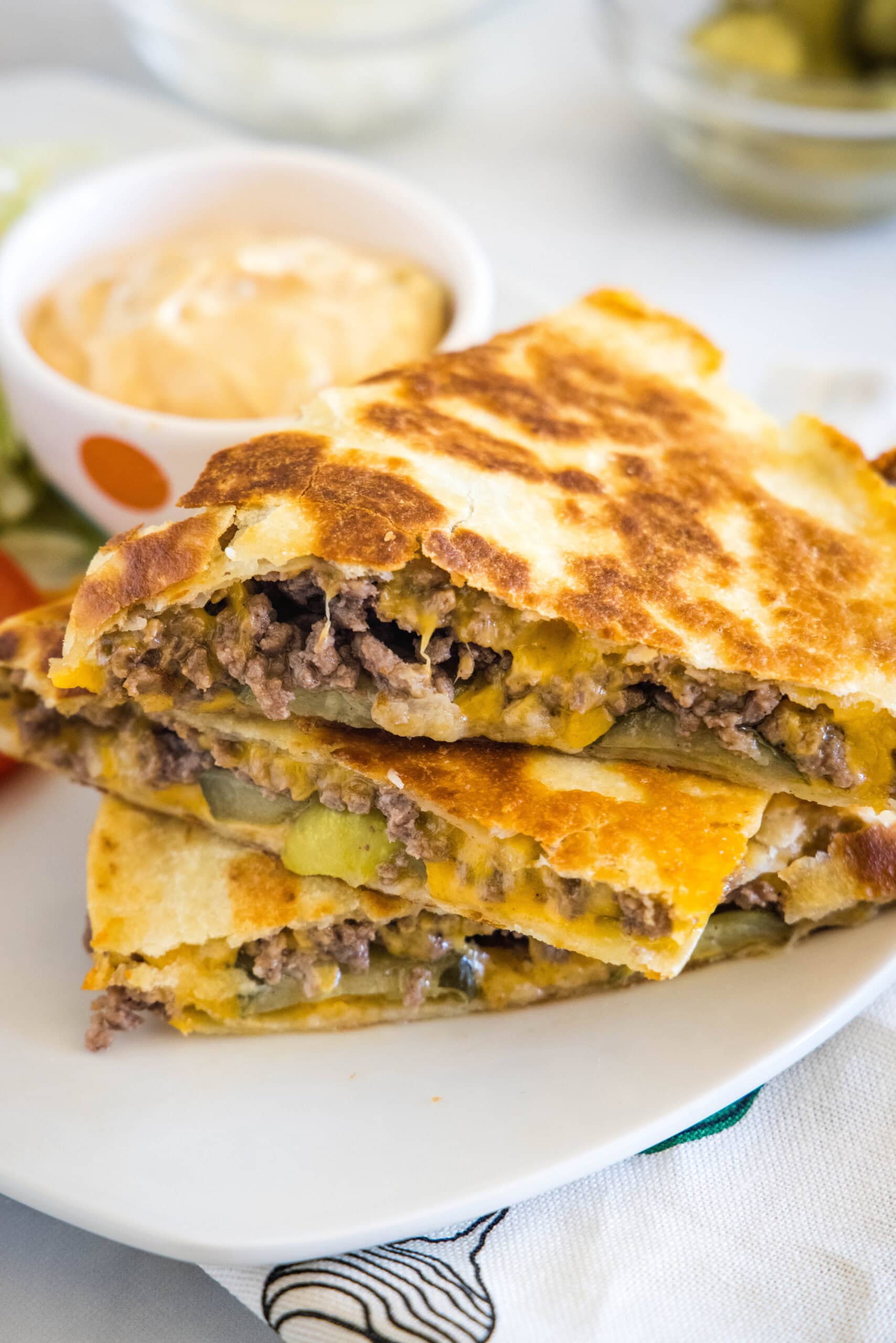 Cheeseburger Quesadilla with Burger Sauce